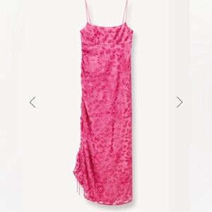 Staud Hot Pink Floral Slip Dress